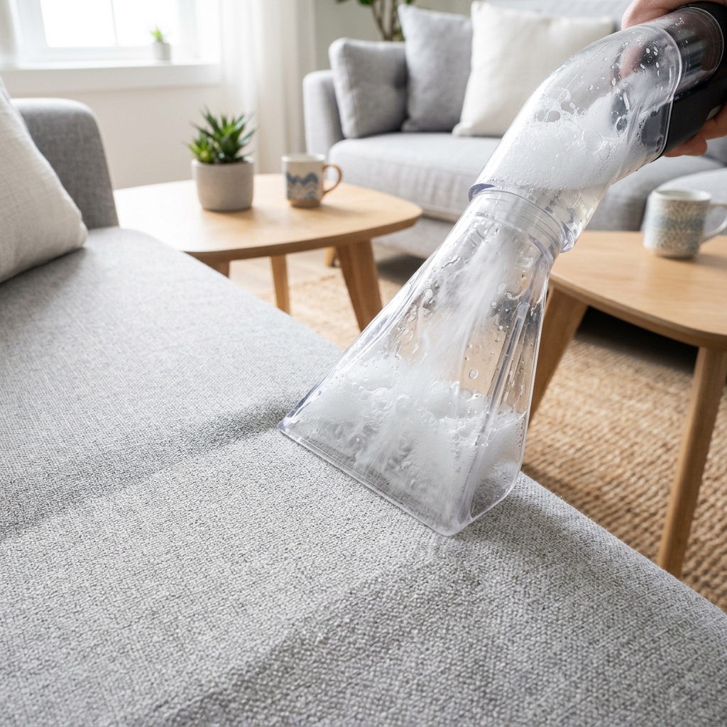 Sofa Upholstery Deep Extraction Cleaning in Progress in Suffolk County NY
